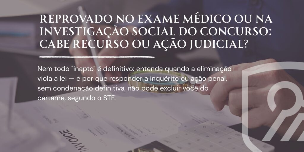 Candidato reprovado no exame médico do concurso analisando laudo com advogado para recurso